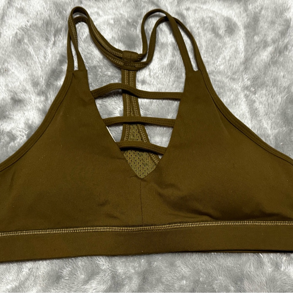 EUC Zyia Olive Grid Bra sz L